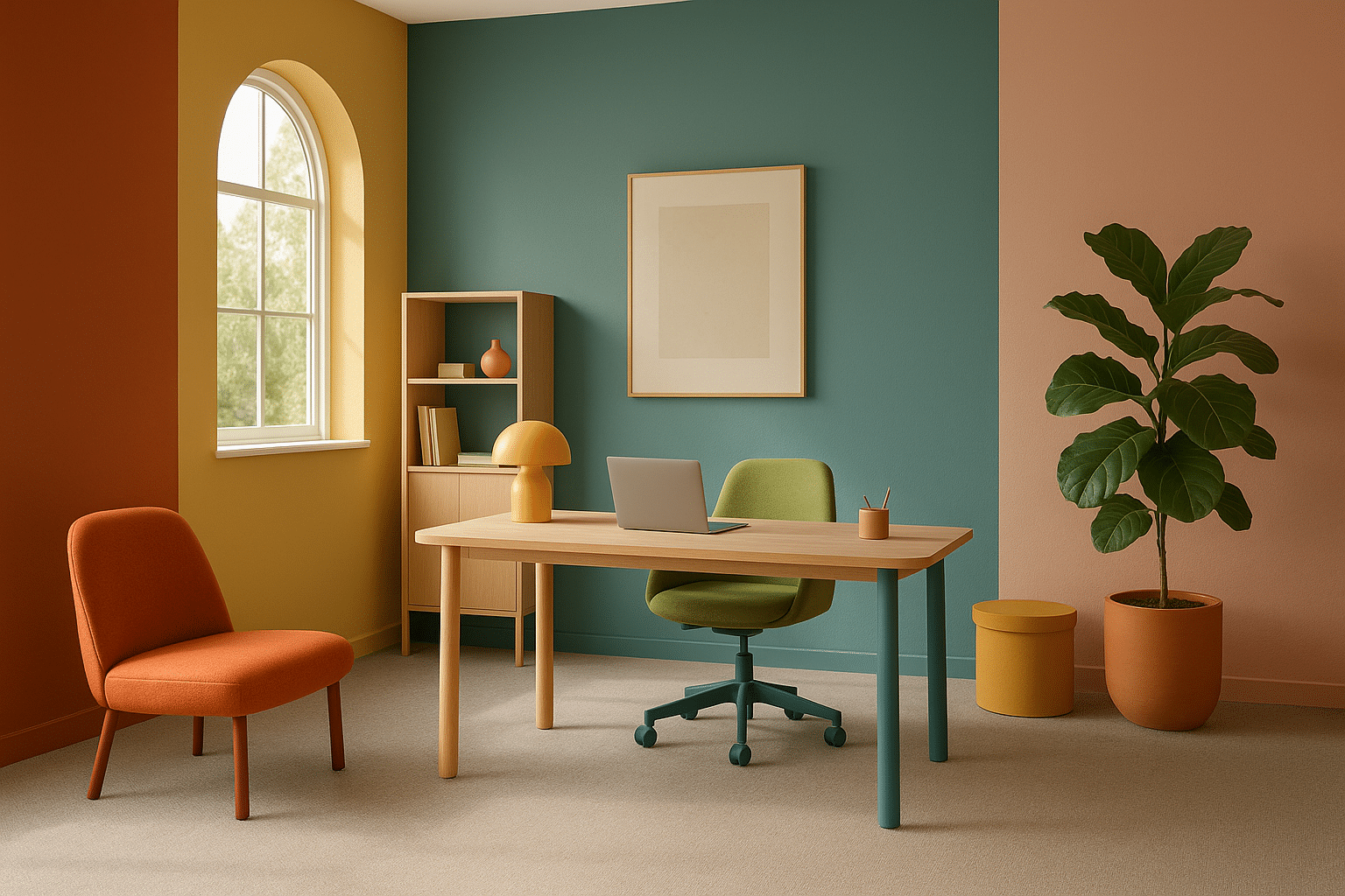 Explore future color trends in a stylish office