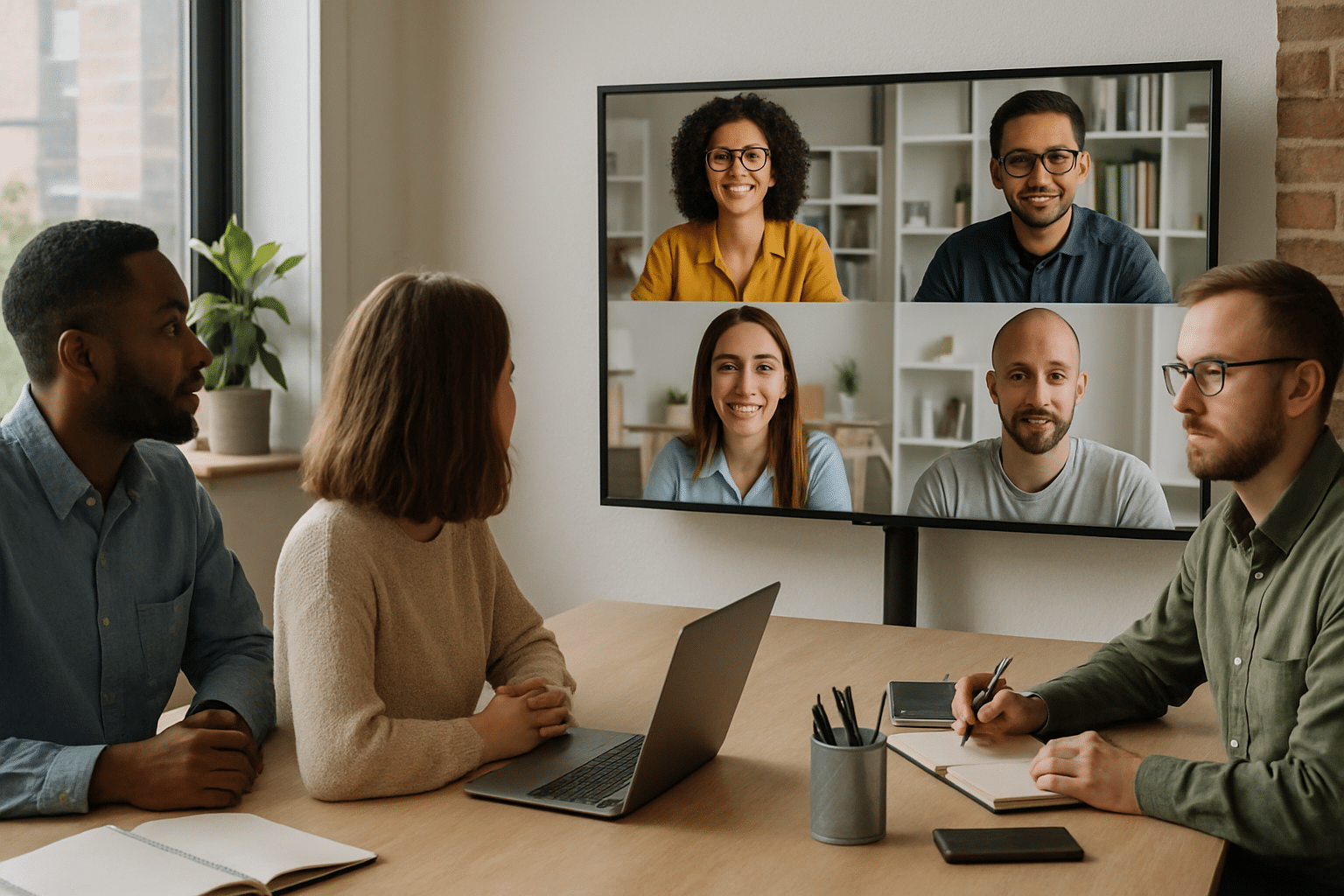 Hybrid team collaboration with inoffice and remote participants