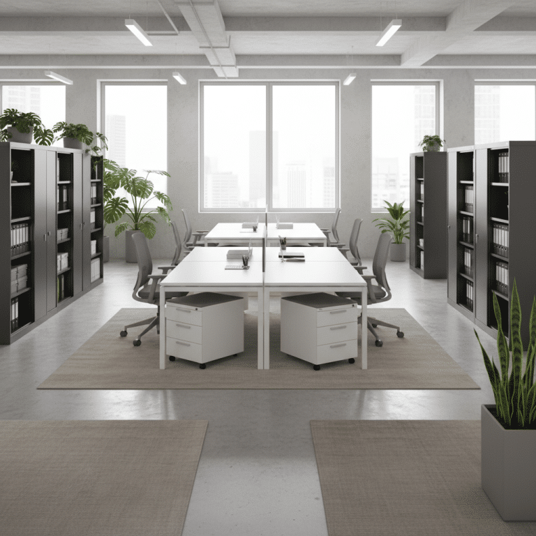 Modern office featuring pedestals and filing cabinets design