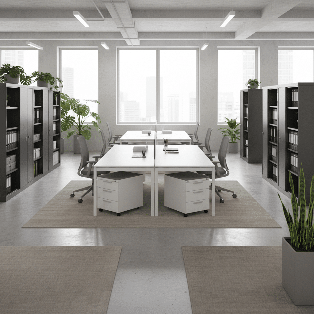 Modern office featuring pedestals and filing cabinets design