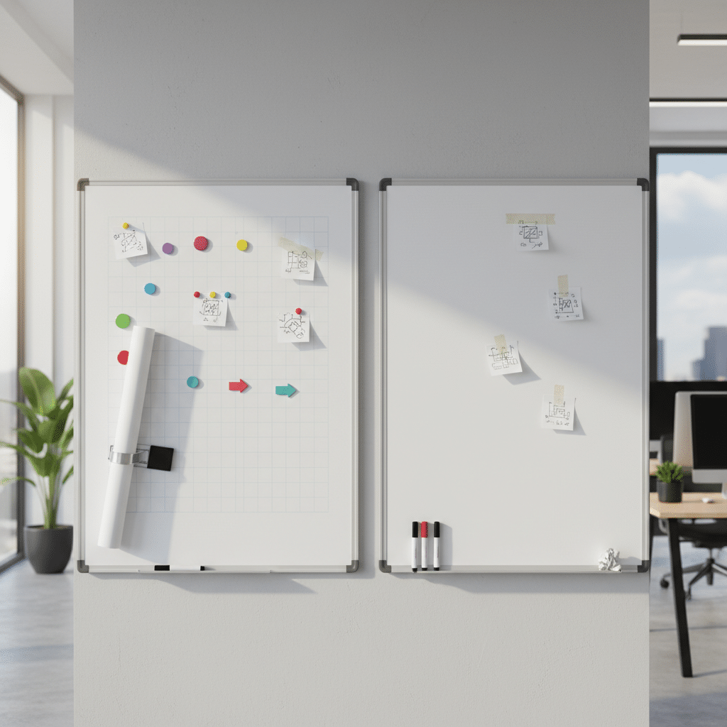 Magnetic and nonmagnetic whiteboards compared in office setting